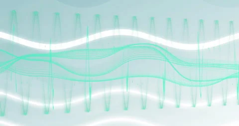 Green waveform and data visualization animation over light blue background Stock Footage 305892821