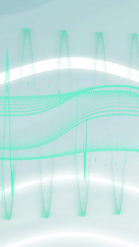 Green waveform and data visualization animation over light blue background Stock Footage 320093548