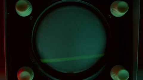 Green Waveform Line Fluctuating and Disappearing on Oscilloscope Screen Video stock 291922474