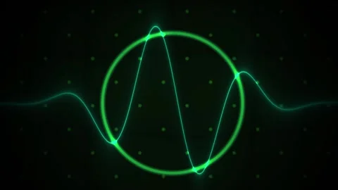 Green Waveform Visualization Moving Dynamically Inside a Glowing Circle on .. Stock Footage 343723683