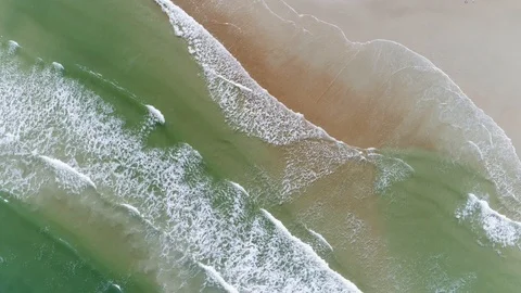 Green Waves Breaking While Camera Turns Aerial Stock-Footage 96271451