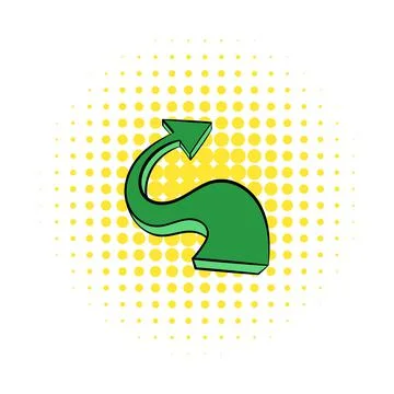 Green wavy arrow icon, comics style Stock Illustration