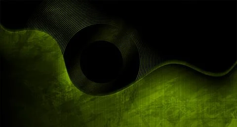 Green wavy grunge abstract background with linear circles Stock Illustration