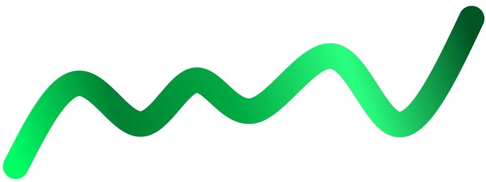 Green wavy line with gradient, abstract wave illustration, curved green strok Illustration