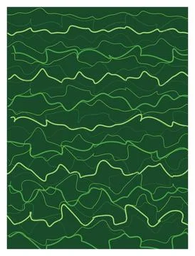 Green wavy lines creating abstract organic pattern seamless background. Illustrazione stock