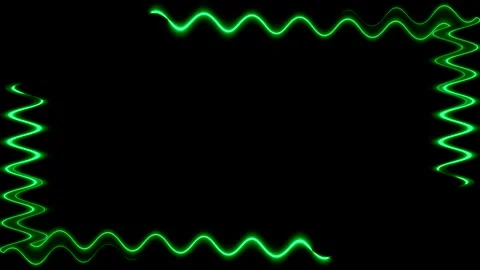 Green Wavy Lines Frame on Black Background Stock Footage 284393156