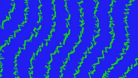 Green wavy lines pattern on a blue background 스톡 일러스트
