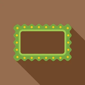 Green wavy rectangular frame with yellow dots creating a retro look Stock Illustration