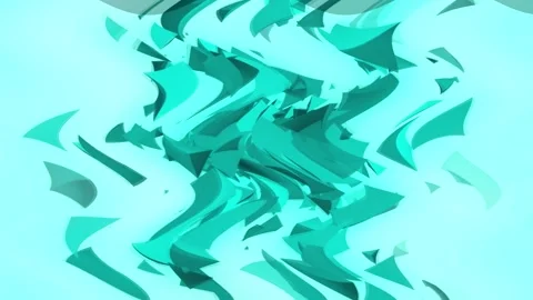 Green wavy structures, 3d triangles, disintegrating in all directions. Stock Footage 251001473