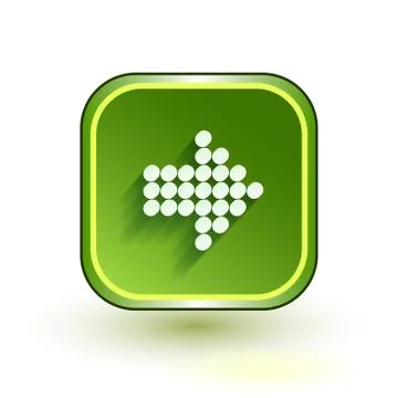 Green web button with arrow right sign. Rounded square shape icon with shadow on 스톡 일러스트