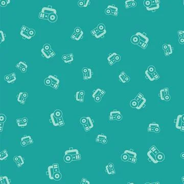 Green Web camera icon isolated seamless pattern on green background. Chat cam 스톡 일러스트