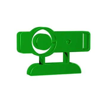 Green Web camera icon isolated on transparent background. Chat camera. Webc.. Stock Illustration