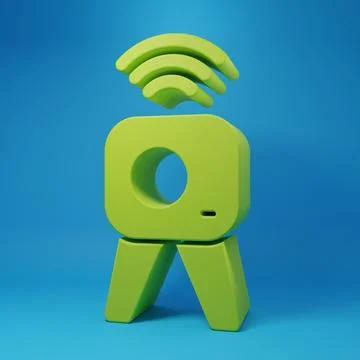 Green Web camera icon isolated on blue background. Chat camera. Webcam icon.. Stock Illustration