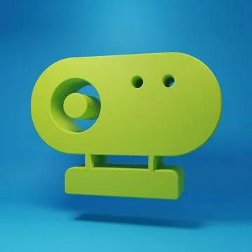 Green Web camera icon isolated on blue background. Chat camera. Webcam icon.. 스톡 일러스트