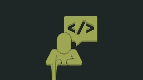 Green Web design and front end development icon isolated on black background. 4K Stock Footage 235515206