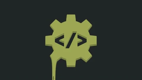 Green Web design and front end development icon isolated on black background. 4K Stock Footage 235515246