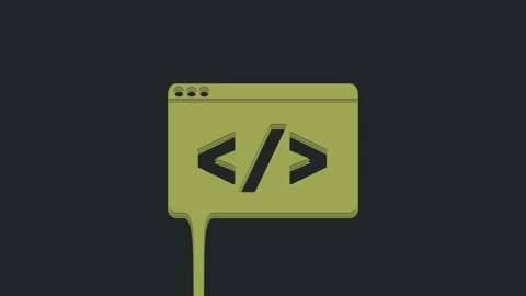 Green Web design and front end development icon isolated on black background. 4K Stock Footage 235515428