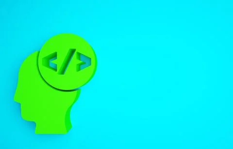 Green Web design and front end development icon isolated on blue background.  Illustration