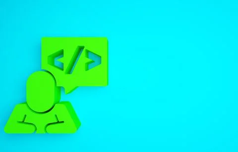 Green Web design and front end development icon isolated on blue background.  Illustration