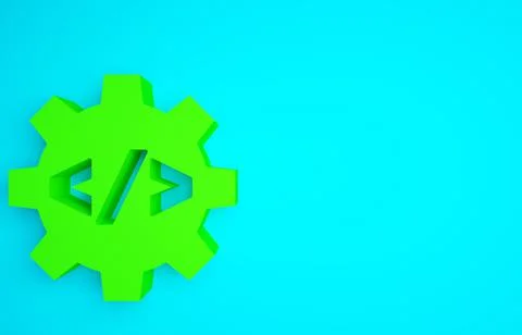 Green Web design and front end development icon isolated on blue background.  Illustration