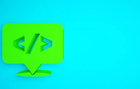 Green Web design and front end development icon isolated on blue background.  Stock Illustration