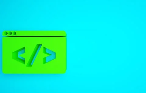 Green Web design and front end development icon isolated on blue background.  Illustrazione stock