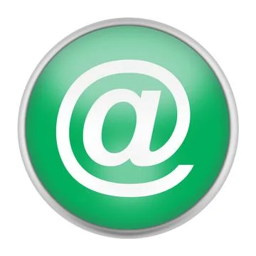 Green web graphic button email at symbol isolated on white with clipping path Stock Illustration
