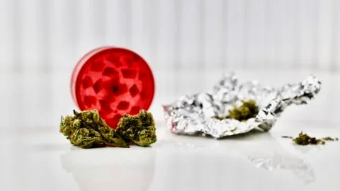Green weed on the table Stock Photos