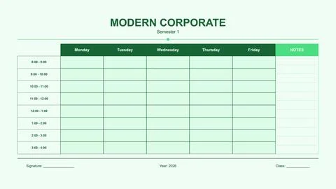 Green Weekly Schedule Planner Template Illustrazione stock