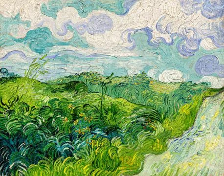 Green Wheat Fields, Auvers (1890) by Vincent Van Gogh. Illustrazione stock
