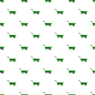 Green wheelbarrow seamless pattern background for gardening Stockillustratie