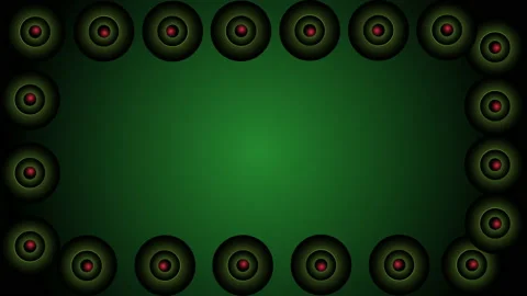 Green wheels with red balls inside on black background in 4k video. Stockbeeldmateriaal 146604712