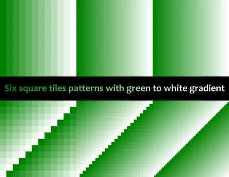 Green to white gradient in square tiles, seamless vector pattern, monochromatic 스톡 일러스트