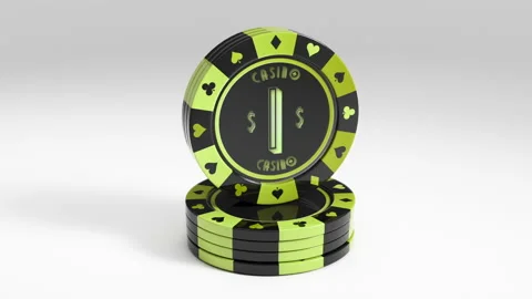 Green white Poker chips rotating in loop with 1$ Value Stock Footage 232383995