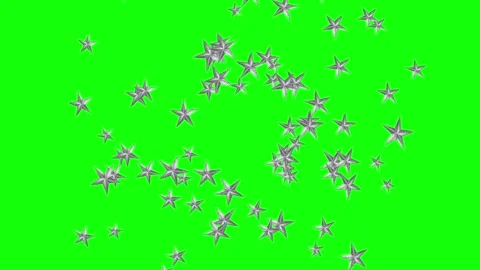 Green, White, Silver Flower and Star and Screen Green Screen Stock Footage 339444072