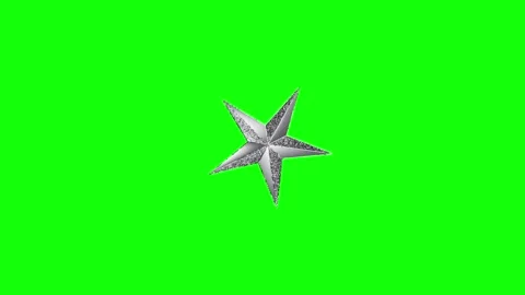 Green, White, Silver Star and Screen on Green Screen Background Horizontal 16:9 Stock Footage 339444055