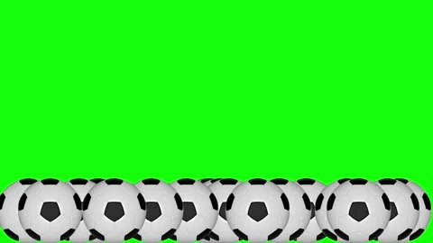Green White Soccer Ball Horizontal 16:9 Green Screen Video stock 340460650