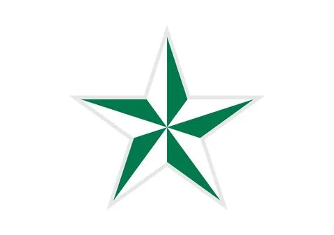 Green White Star Icon  Split Segment Symmetrical Design Stock Illustration