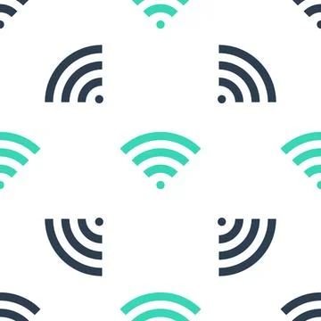 Green Wi-Fi wireless internet network symbol icon isolated seamless pattern on イラスト素材