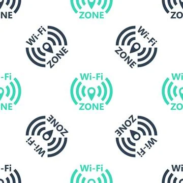 Green Wi-Fi wireless internet network symbol icon isolated seamless pattern on Illustrazione stock