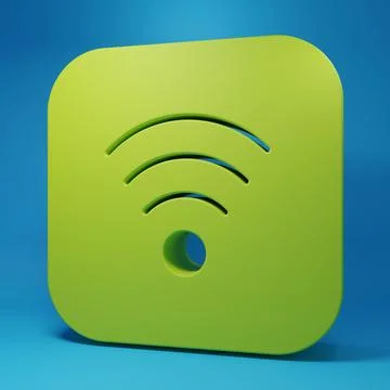 Green Wi-Fi wireless internet network symbol icon isolated on blue backgrou.. Stock Illustration
