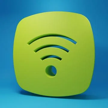 Green Wi-Fi wireless internet network symbol icon isolated on blue backgrou.. Stock Illustration