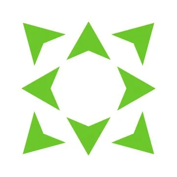 Green wide arrows in 8/eight different directions Stock Illustration