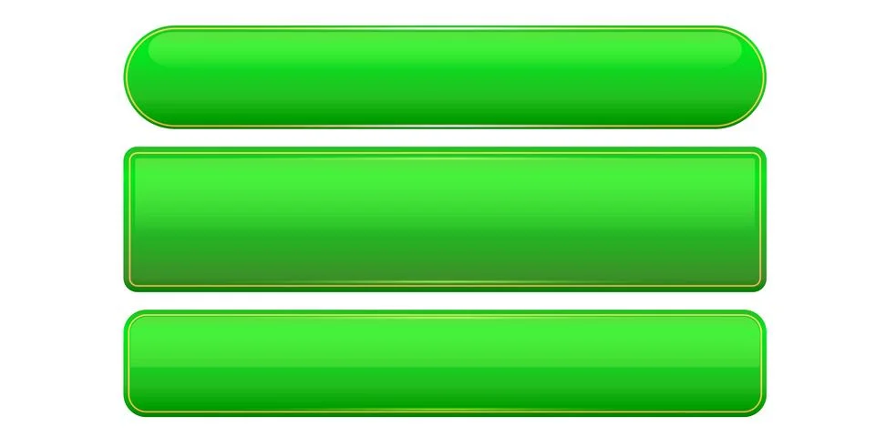 Green wide web buttons set isolated on white background. Vector illustration of Ilustración de archivo