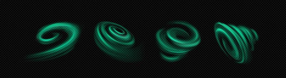 Green wind flow effect. Magic fresh mint air swirl Stock Illustration