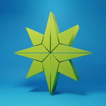 Green Wind rose icon isolated on blue background. Compass icon for travel. .. Stock Illustration