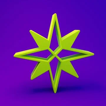Green Wind rose icon isolated on purple-blue background. Compass icon for t.. Illustrazione stock