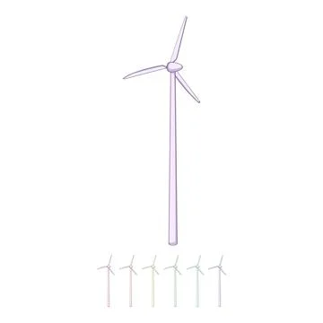 Green wind turbine cartoon vector graphic Illustration