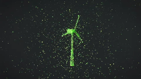 Green Wind Turbine Stock Footage 245134382