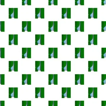 Green window curtains pattern repeating seamless background tile Stockillustratie